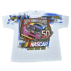 Vintage 1998 Nascar T-Shirt 50th Anniversary The Legend Continues AOP  Size XL